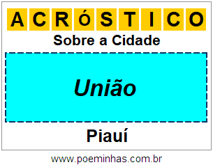 Acróstico Para Imprimir Sobre a Cidade União