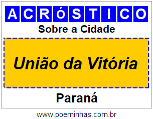 Acróstico Para Imprimir Sobre a Cidade União da Vitória