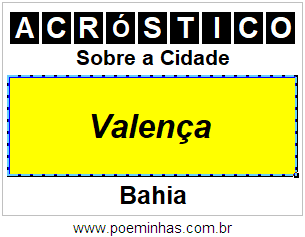 Acróstico Para Imprimir Sobre a Cidade Valença