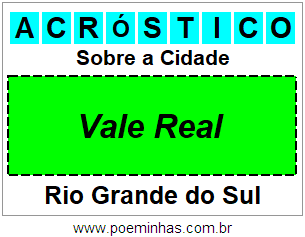 Acróstico Para Imprimir Sobre a Cidade Vale Real