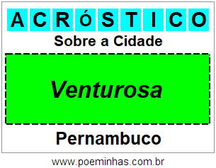 Acróstico Para Imprimir Sobre a Cidade Venturosa