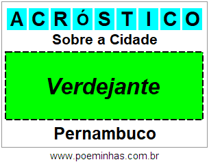 Acróstico Para Imprimir Sobre a Cidade Verdejante