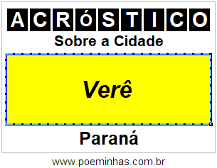 Acróstico Para Imprimir Sobre a Cidade Verê