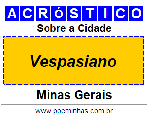 Acróstico Para Imprimir Sobre a Cidade Vespasiano