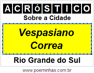 Acróstico Para Imprimir Sobre a Cidade Vespasiano Correa