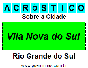 Acróstico Para Imprimir Sobre a Cidade Vila Nova do Sul