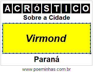 Acróstico Para Imprimir Sobre a Cidade Virmond