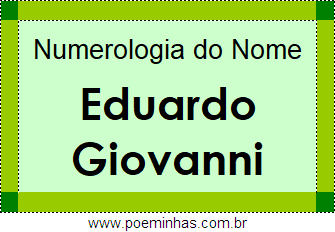 Numerologia do Nome Eduardo Giovanni